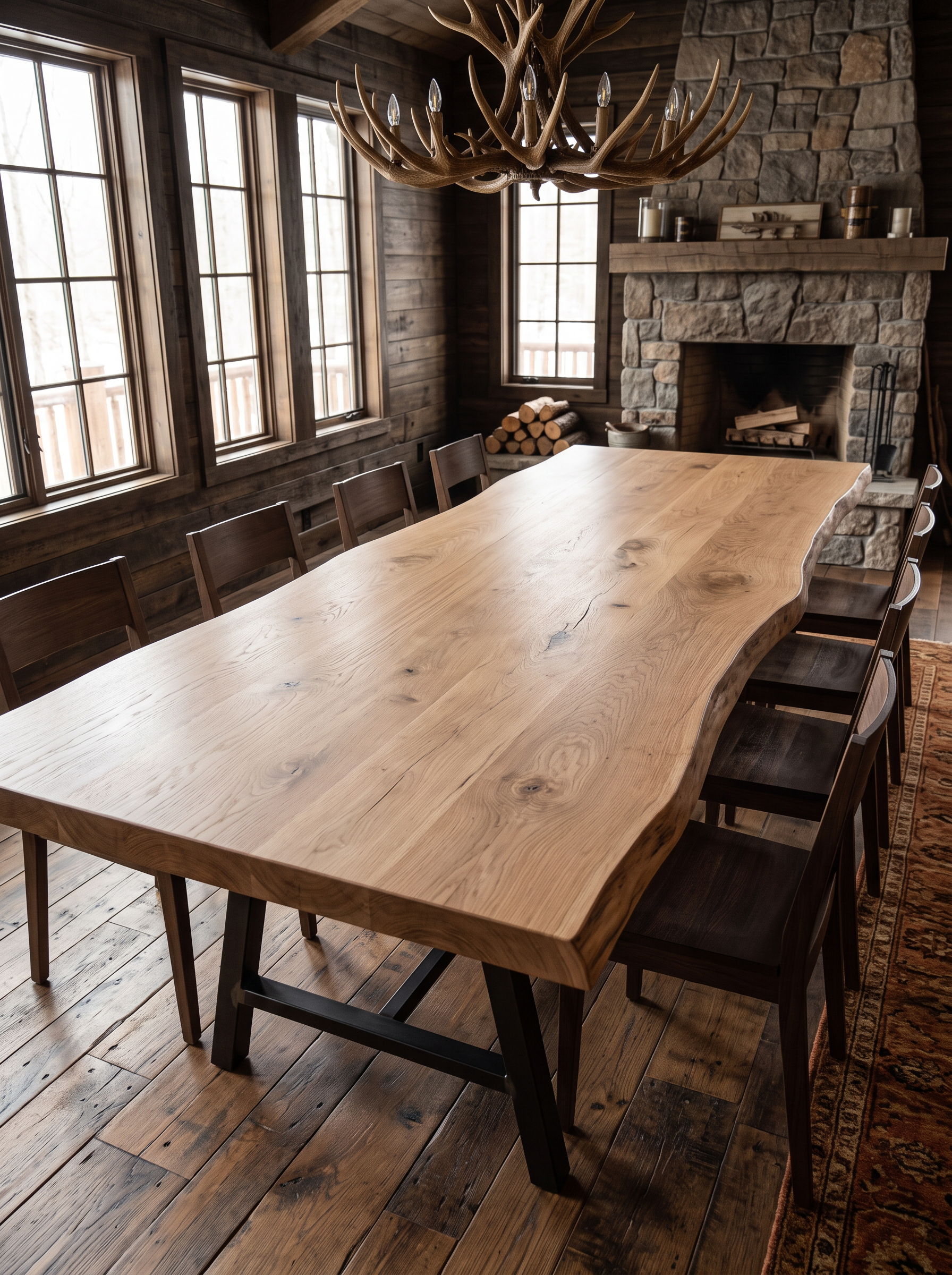 Lodge Live-Edge Oak Banquet Table